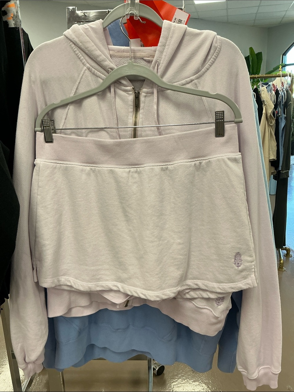 Free People Fast Break Set Pink Zip Hoodie & Shorts Set